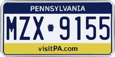 PA license plate MZX9155
