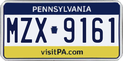PA license plate MZX9161