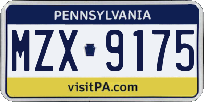 PA license plate MZX9175