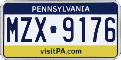 PA license plate MZX9176