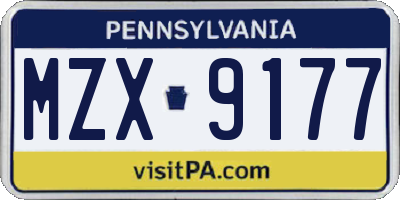 PA license plate MZX9177