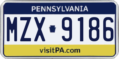 PA license plate MZX9186