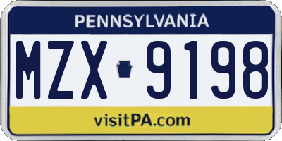 PA license plate MZX9198