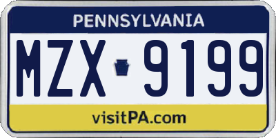 PA license plate MZX9199