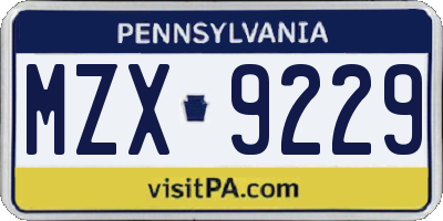 PA license plate MZX9229