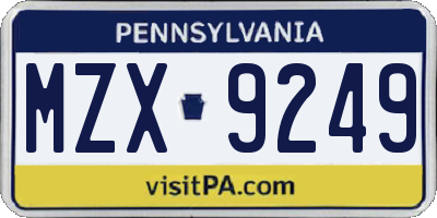 PA license plate MZX9249