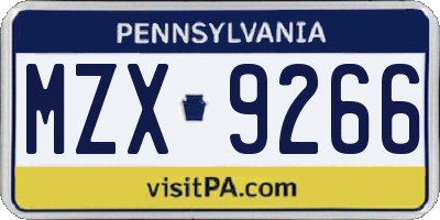 PA license plate MZX9266