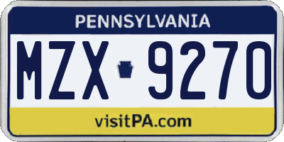 PA license plate MZX9270
