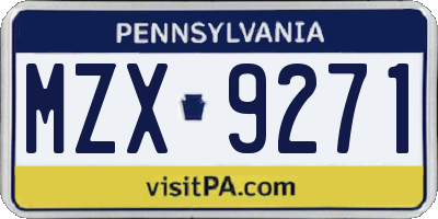 PA license plate MZX9271