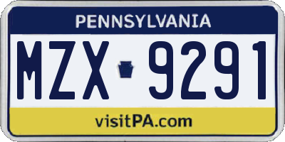PA license plate MZX9291