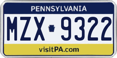 PA license plate MZX9322