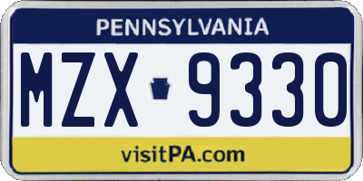 PA license plate MZX9330