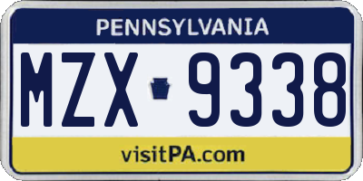 PA license plate MZX9338