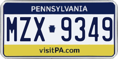 PA license plate MZX9349