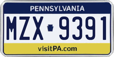PA license plate MZX9391