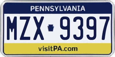 PA license plate MZX9397