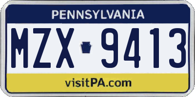 PA license plate MZX9413