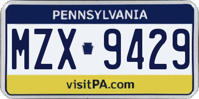 PA license plate MZX9429