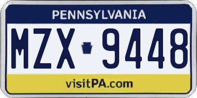 PA license plate MZX9448