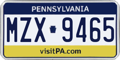 PA license plate MZX9465