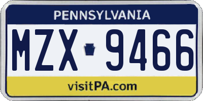 PA license plate MZX9466