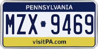 PA license plate MZX9469