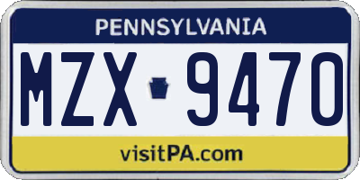 PA license plate MZX9470