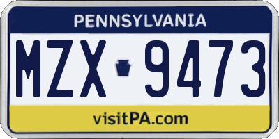 PA license plate MZX9473