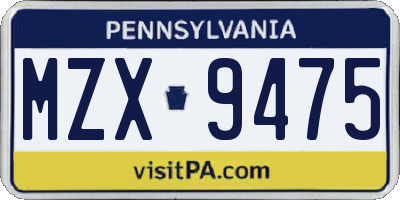 PA license plate MZX9475