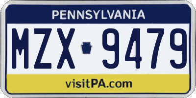 PA license plate MZX9479