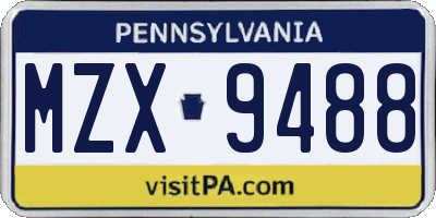 PA license plate MZX9488