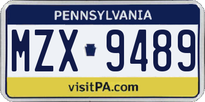 PA license plate MZX9489