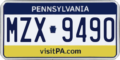 PA license plate MZX9490