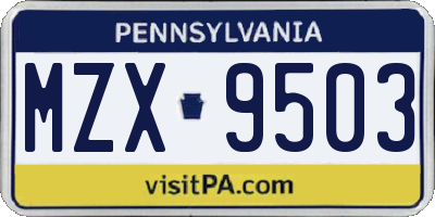 PA license plate MZX9503