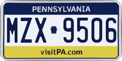 PA license plate MZX9506
