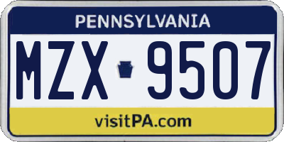PA license plate MZX9507