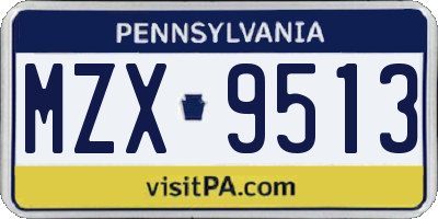 PA license plate MZX9513