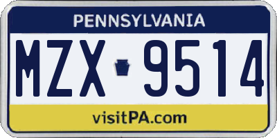 PA license plate MZX9514