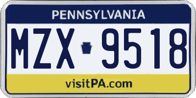 PA license plate MZX9518