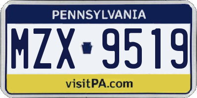 PA license plate MZX9519