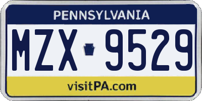 PA license plate MZX9529