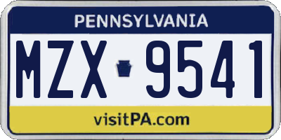 PA license plate MZX9541