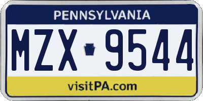 PA license plate MZX9544