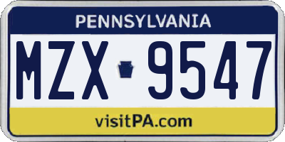 PA license plate MZX9547