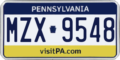 PA license plate MZX9548