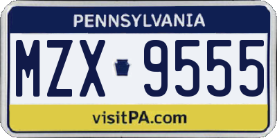 PA license plate MZX9555
