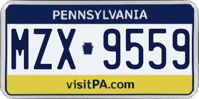 PA license plate MZX9559