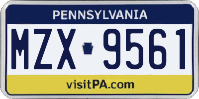 PA license plate MZX9561