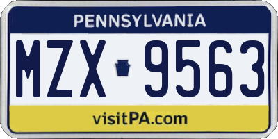 PA license plate MZX9563
