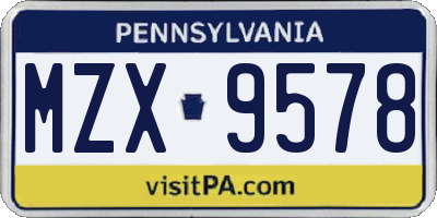 PA license plate MZX9578